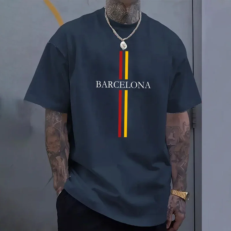 Home Barcelona - Barcelona Men's Cotton T-shirt Spring Summer