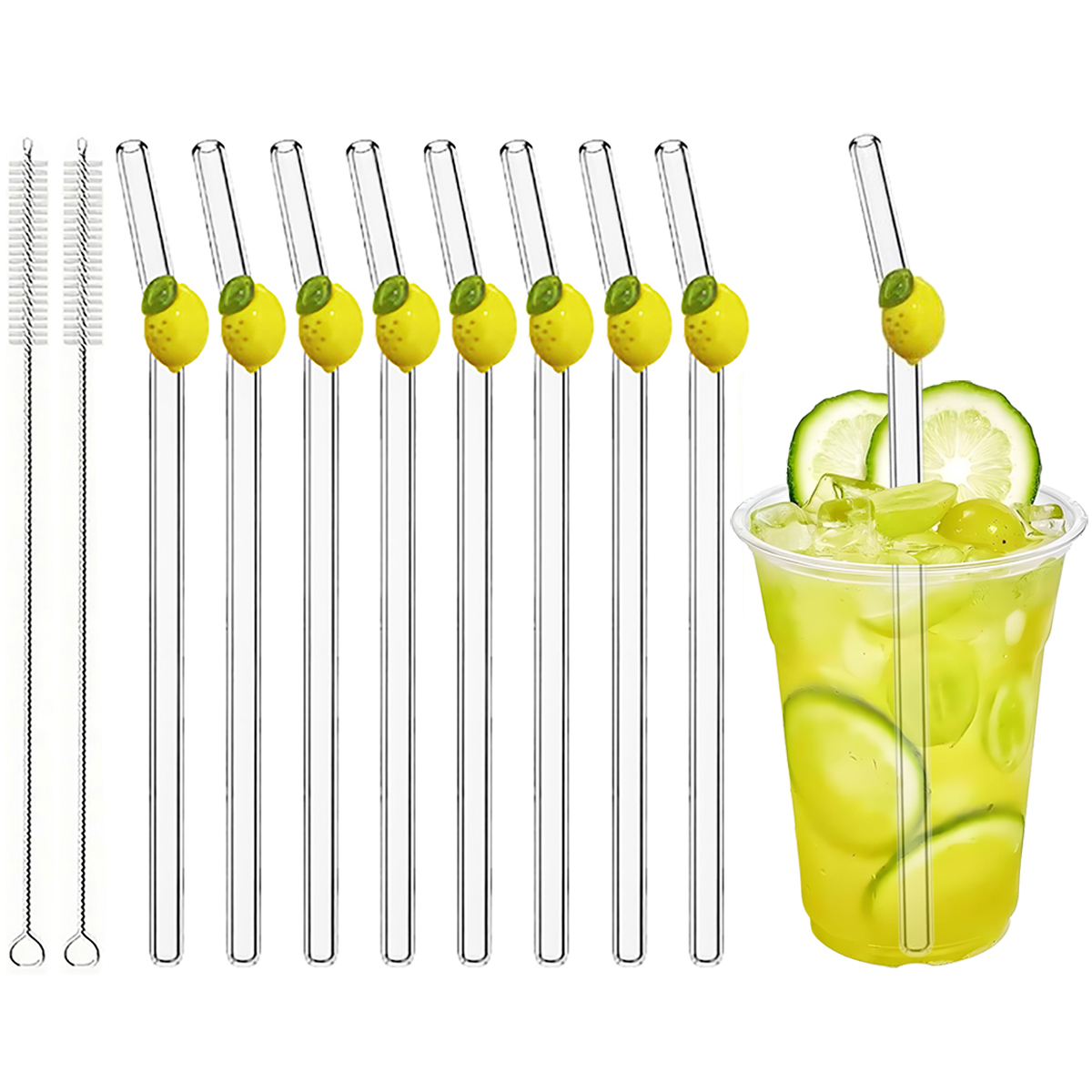 Home Bar Set - 200*8mm Drinking Straw Set with Brush