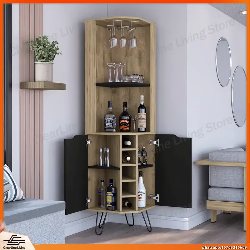 Corner Bar Cabinet with 6 Buil - đánh giá và giá Home Bar Shelves