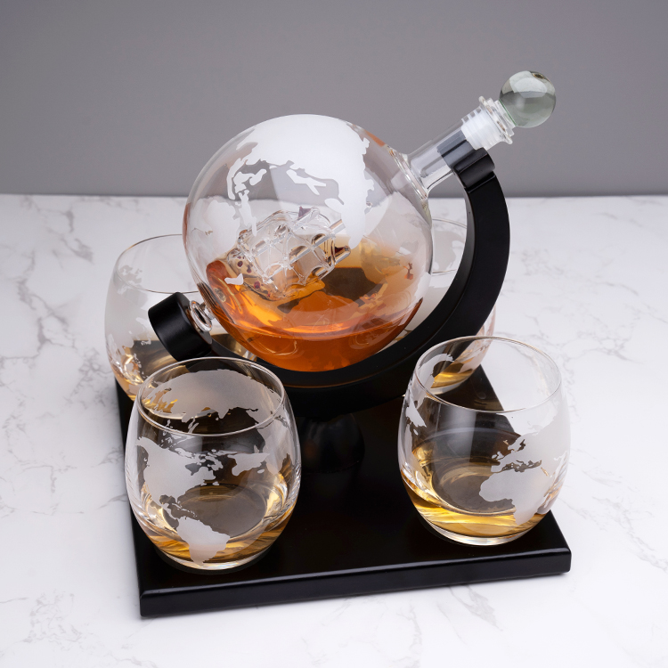 Factory Sale Custom 850ML High - đánh giá và giá Decanter Globe Set