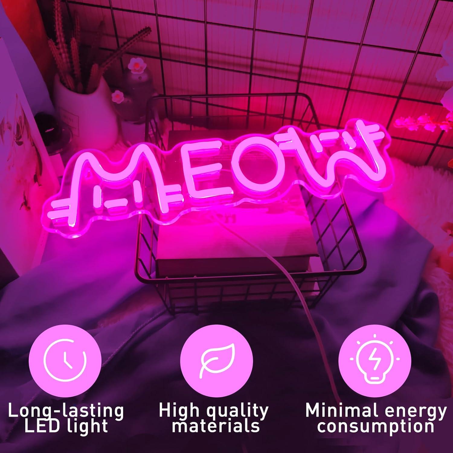 Meow Neon Sign Cat USB Powered - đánh giá và giá Home Bar Signs