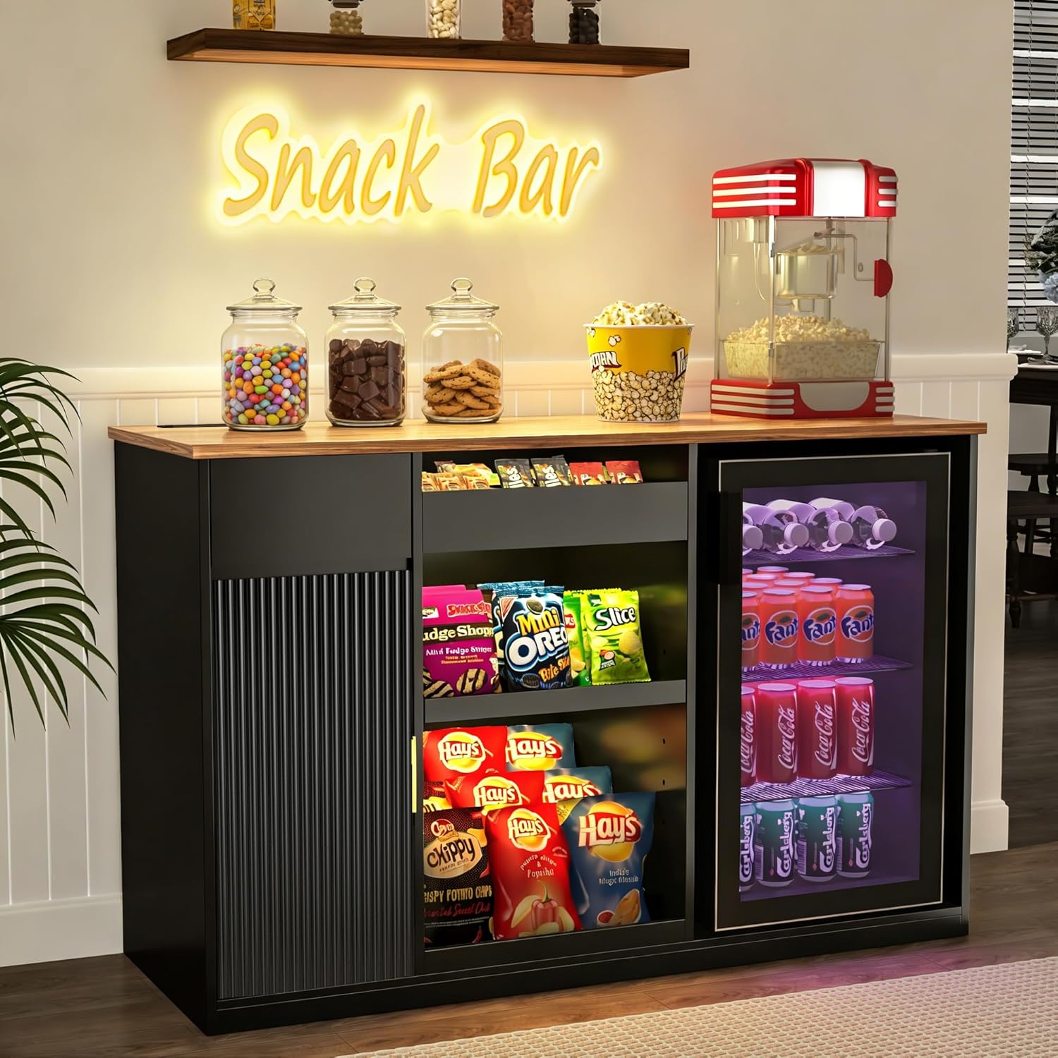Snack Bar Cabinet with Fridge  - đánh giá và giá Home Bar Shelves