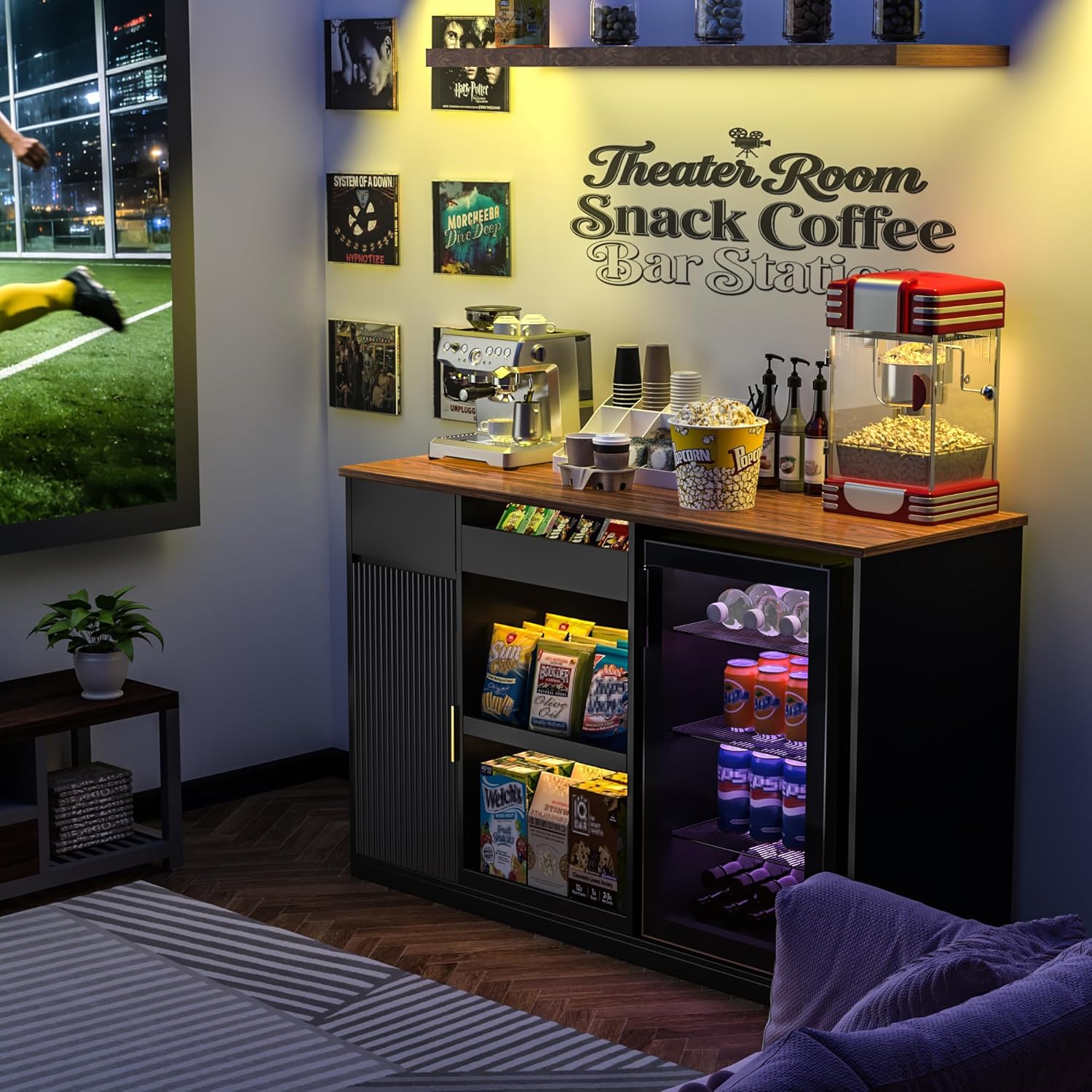 Snack Bar Cabinet with Fridge  - đánh giá và giá Home Bar Shelves