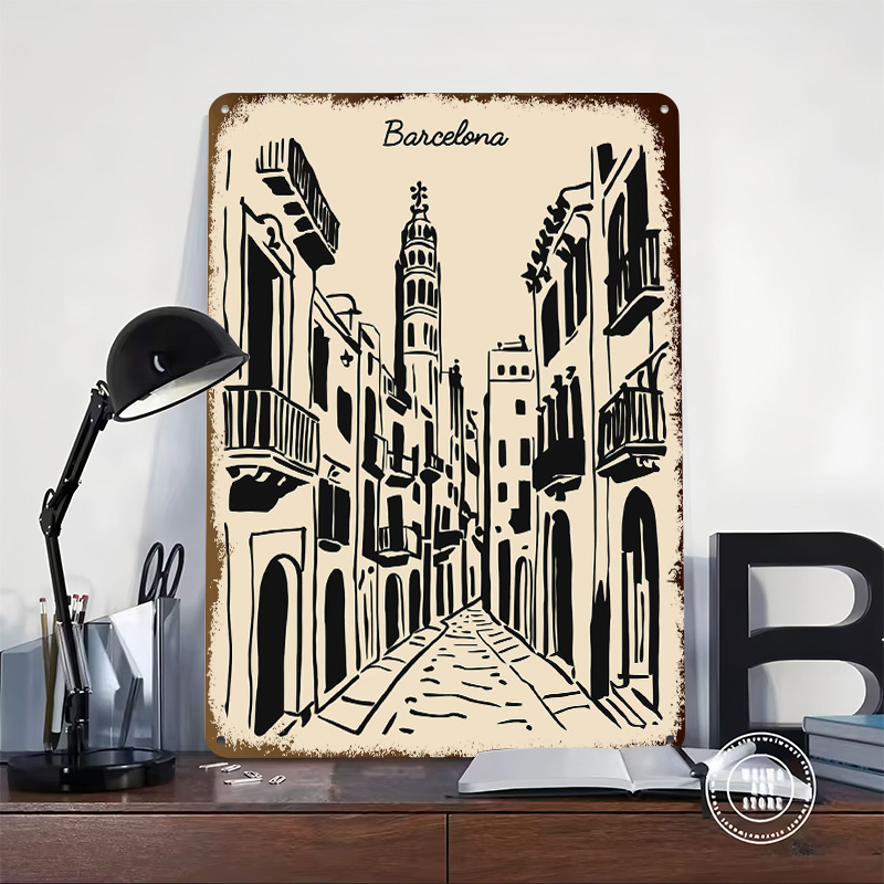 Barcelona Street Metal Poster  - đánh giá và giá Home Barcelona