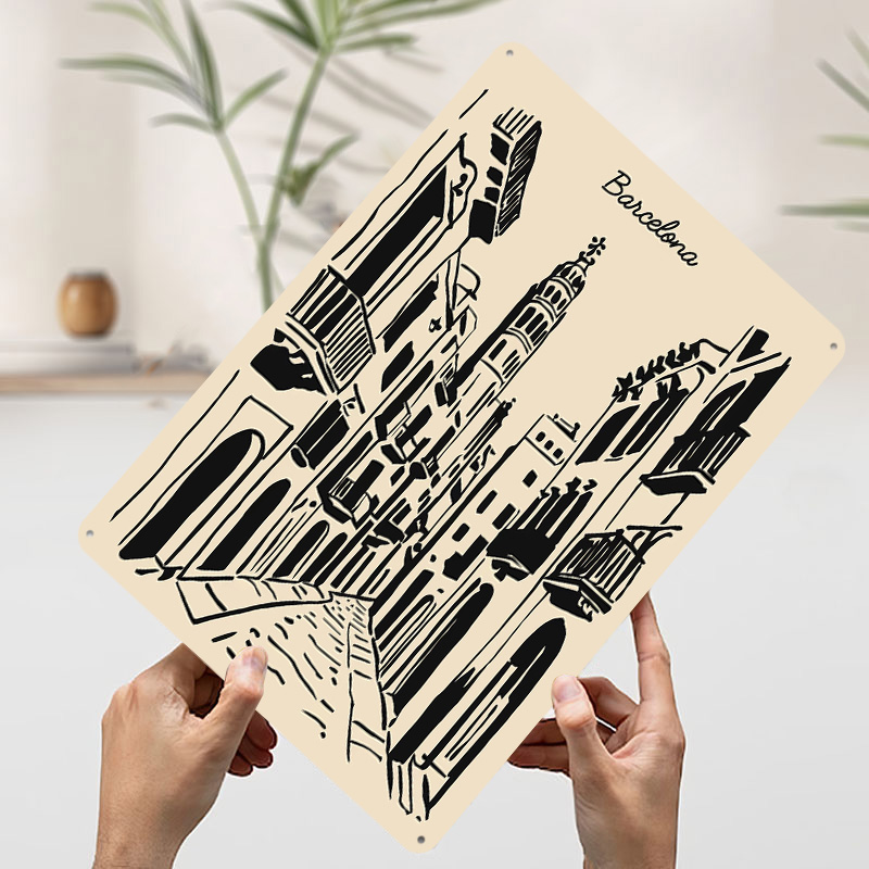 Barcelona Street Metal Poster  - đánh giá và giá Home Barcelona
