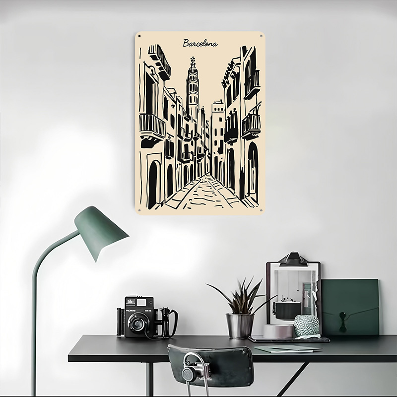 Barcelona Street Metal Poster  - đánh giá và giá Home Barcelona